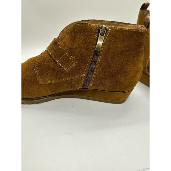 Franco Sarto Brown Booties Low Ankle Women Size 7.5 Leather Upper - Picture 2 of 6
